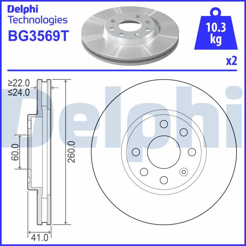 Delphi BG3569T - Гальмівний диск autozip.com.ua