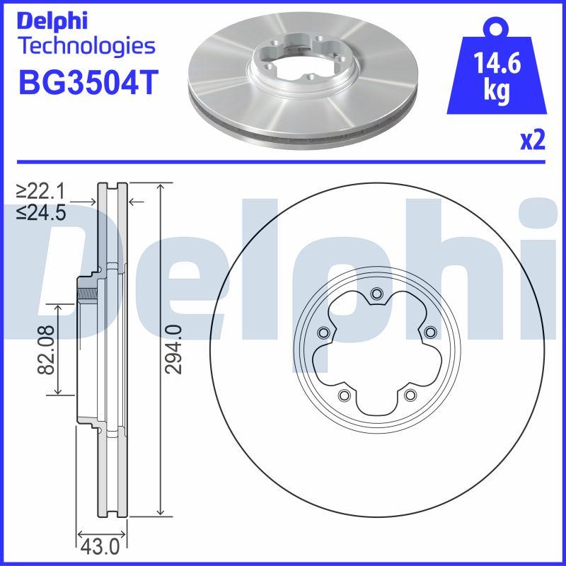 Delphi BG3504T - Гальмівний диск autozip.com.ua