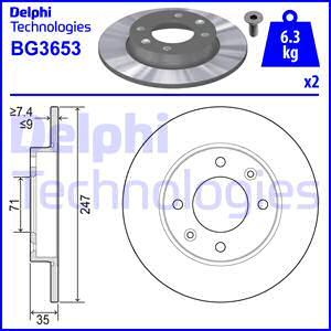 Delphi BG3653 - Гальмівний диск autozip.com.ua