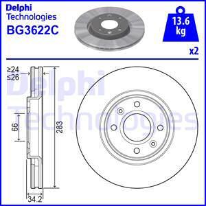 Delphi BG3622 - Гальмівний диск autozip.com.ua