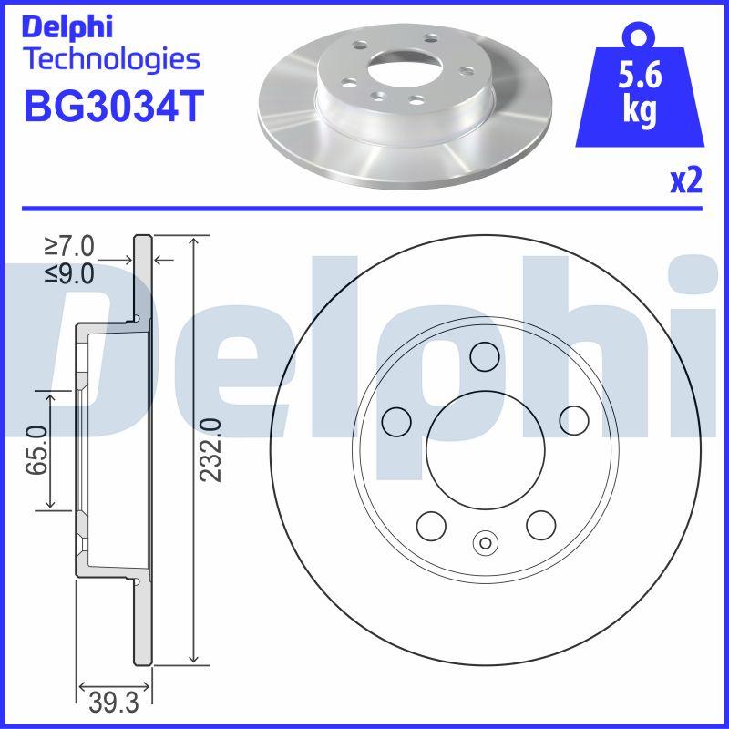 Delphi BG3034T - Гальмівний диск autozip.com.ua