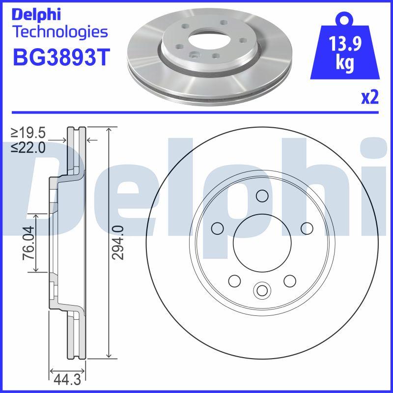Delphi BG3893T - Гальмівний диск autozip.com.ua