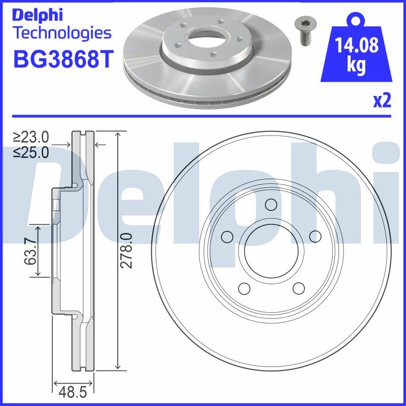 Delphi BG3868T - Гальмівний диск autozip.com.ua