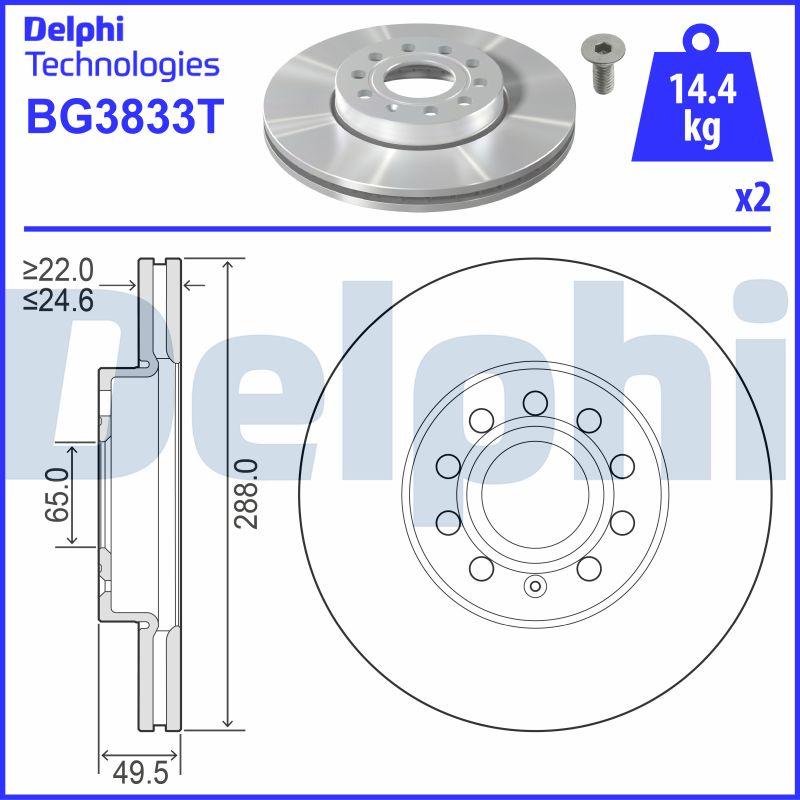 Delphi BG3833T - Гальмівний диск autozip.com.ua