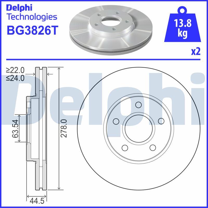 Delphi BG3826T - Гальмівний диск autozip.com.ua