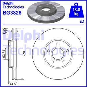 Delphi BG3826 - Гальмівний диск autozip.com.ua