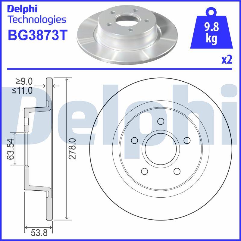 Delphi BG3873T - Гальмівний диск autozip.com.ua