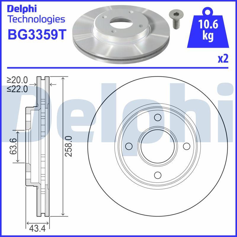 Delphi BG3359T - Гальмівний диск autozip.com.ua