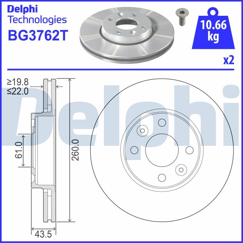 Delphi BG3762T - Гальмівний диск autozip.com.ua