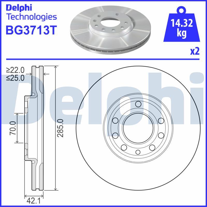 Delphi BG3713T - Гальмівний диск autozip.com.ua