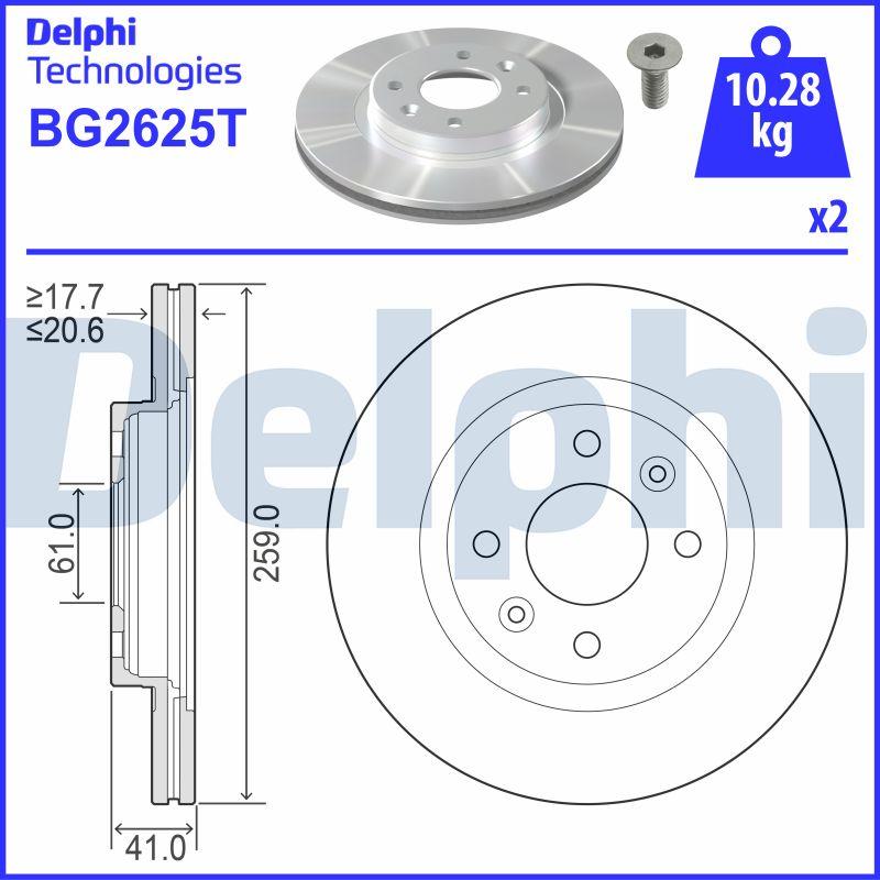 Delphi BG2625T - Гальмівний диск autozip.com.ua