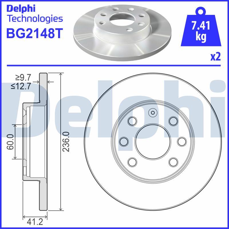 Delphi BG2148T - Гальмівний диск autozip.com.ua