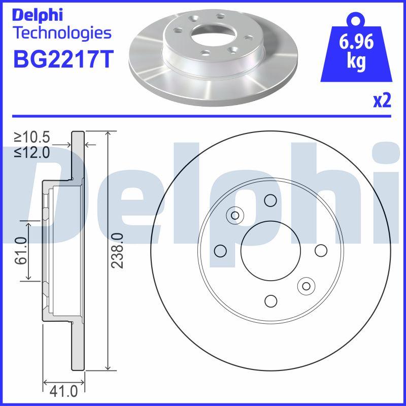 Delphi BG2217T - Гальмівний диск autozip.com.ua