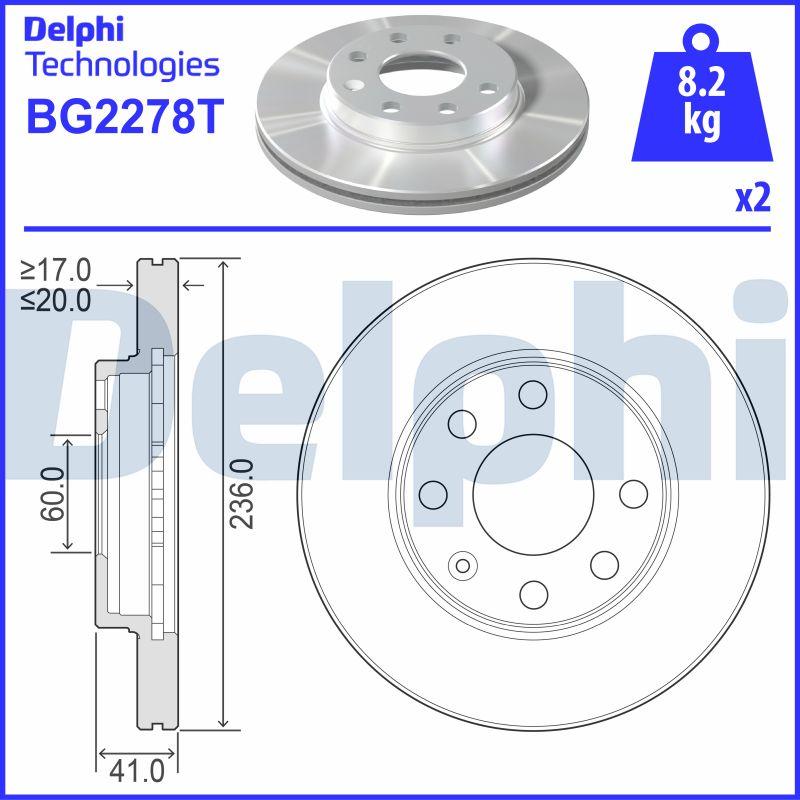 Delphi BG2278T - Гальмівний диск autozip.com.ua