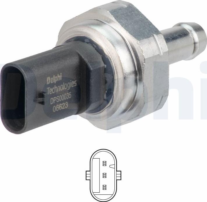 Delphi DPS00035-12B1 - Датчик, тиск вихлопних газів autozip.com.ua