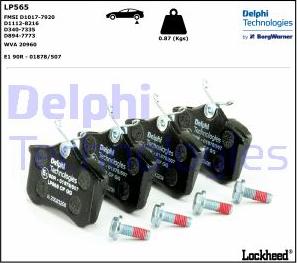 Delphi LP565 - Гальмівні колодки, дискові гальма autozip.com.ua