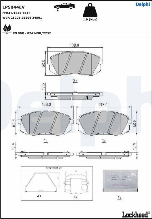 Delphi LP5044EV - Гальмівні колодки, дискові гальма autozip.com.ua