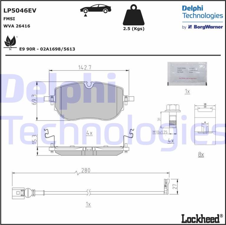 Delphi LP5046EV - Гальмівні колодки, дискові гальма autozip.com.ua