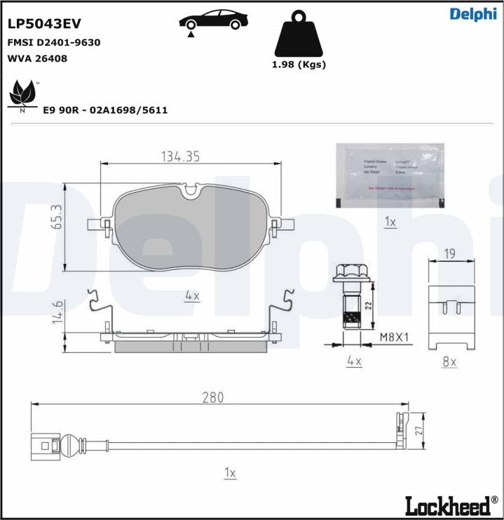 Delphi LP5043EV - Гальмівні колодки, дискові гальма autozip.com.ua