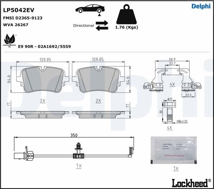 Delphi LP5042EV - Гальмівні колодки, дискові гальма autozip.com.ua