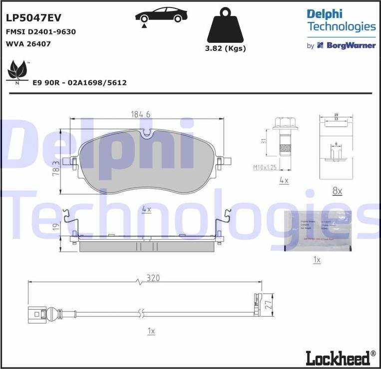 Delphi LP5047EV - Гальмівні колодки, дискові гальма autozip.com.ua