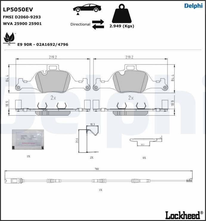 Delphi LP5050EV - Гальмівні колодки, дискові гальма autozip.com.ua