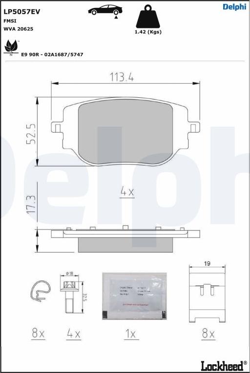 Delphi LP5057EV - Гальмівні колодки, дискові гальма autozip.com.ua