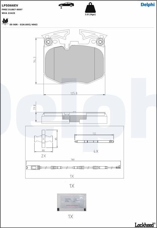 Delphi LP5066EV - Гальмівні колодки, дискові гальма autozip.com.ua