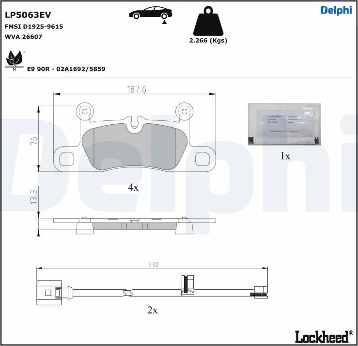 Delphi LP5063EV - Гальмівні колодки, дискові гальма autozip.com.ua