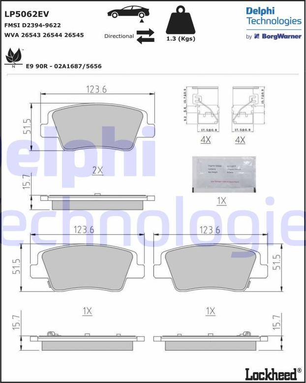 Delphi LP5062EV - Гальмівні колодки, дискові гальма autozip.com.ua