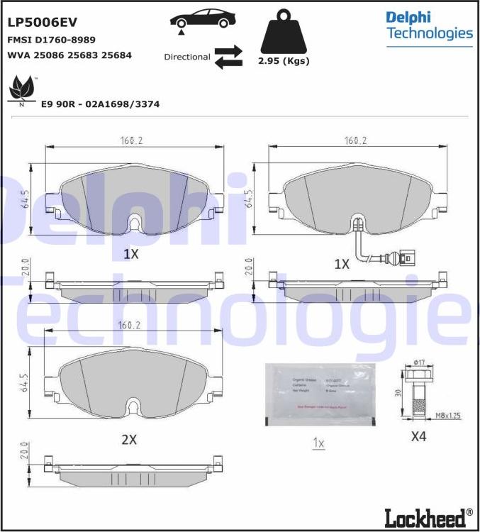 Delphi LP5006EV - Гальмівні колодки, дискові гальма autozip.com.ua