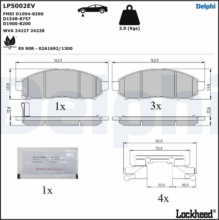 Delphi LP5002EV - Гальмівні колодки, дискові гальма autozip.com.ua