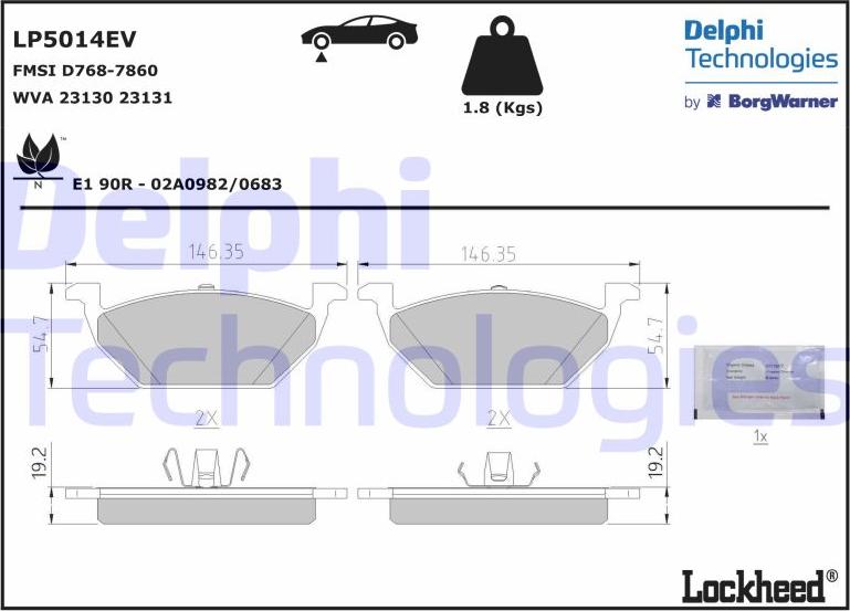 Delphi LP5014EV - Гальмівні колодки, дискові гальма autozip.com.ua