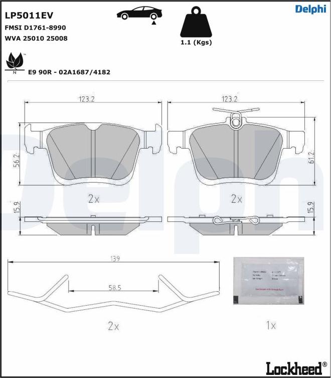 Delphi LP5011EV - Гальмівні колодки, дискові гальма autozip.com.ua