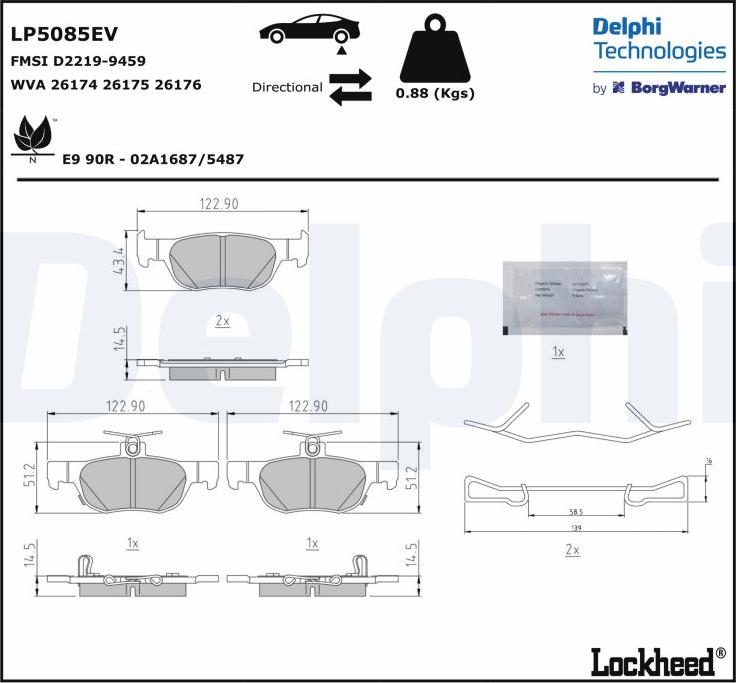 Delphi LP5085EV - Гальмівні колодки, дискові гальма autozip.com.ua