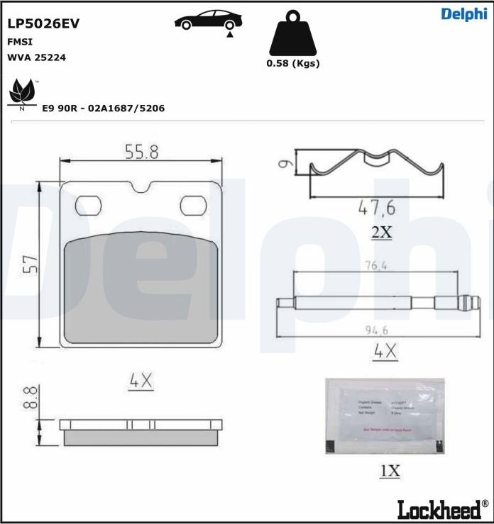 Delphi LP5026EV - Гальмівні колодки, стояночні дискові гальма autozip.com.ua