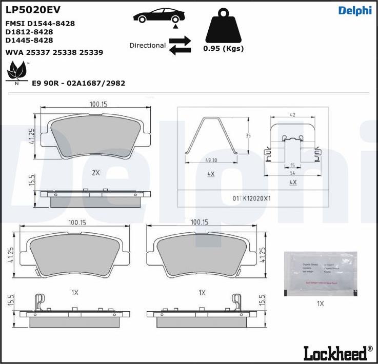 Delphi LP5020EV - Гальмівні колодки, дискові гальма autozip.com.ua