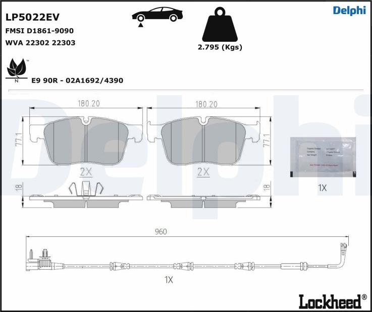 Delphi LP5022EV - Гальмівні колодки, дискові гальма autozip.com.ua