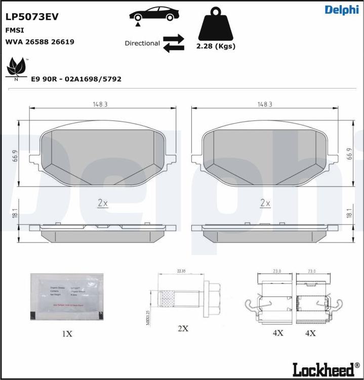 Delphi LP5073EV - Гальмівні колодки, дискові гальма autozip.com.ua