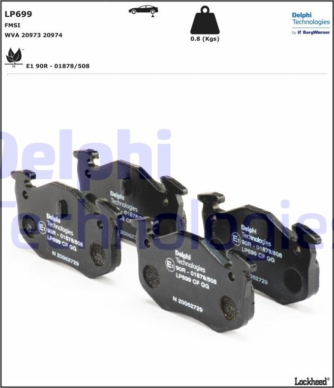 Delphi LP699 - Гальмівні колодки, дискові гальма autozip.com.ua