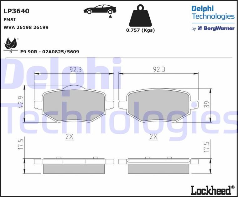 Delphi LP3640 - Гальмівні колодки, дискові гальма autozip.com.ua