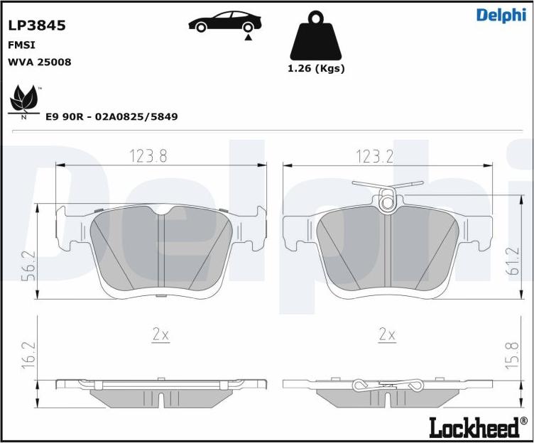 Delphi LP3845 - Гальмівні колодки, дискові гальма autozip.com.ua