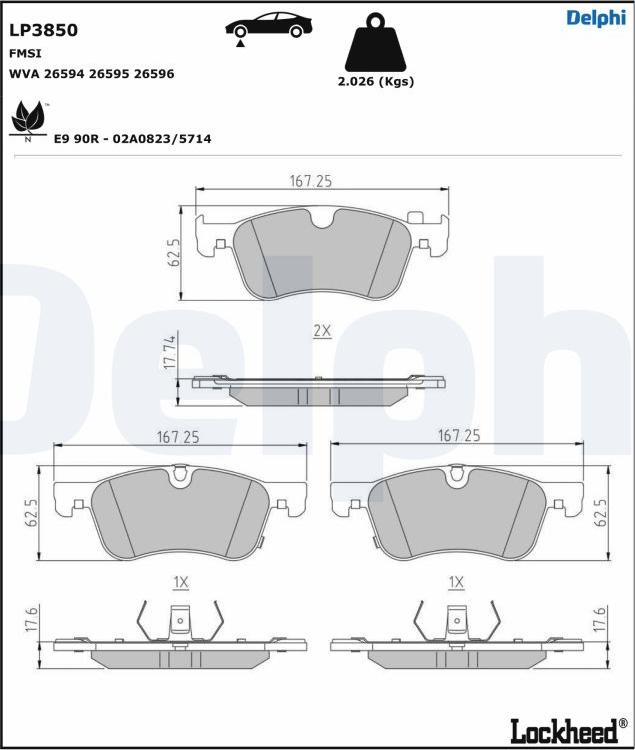 Delphi LP3850 - Гальмівні колодки, дискові гальма autozip.com.ua