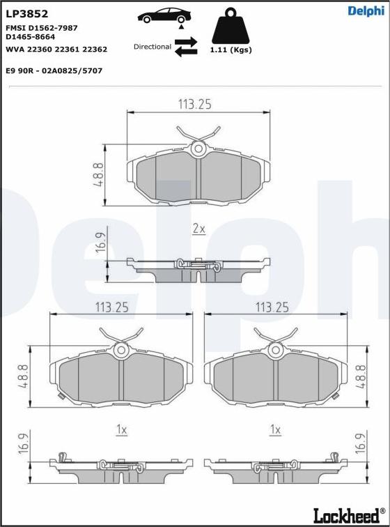 Delphi LP3852 - Гальмівні колодки, дискові гальма autozip.com.ua