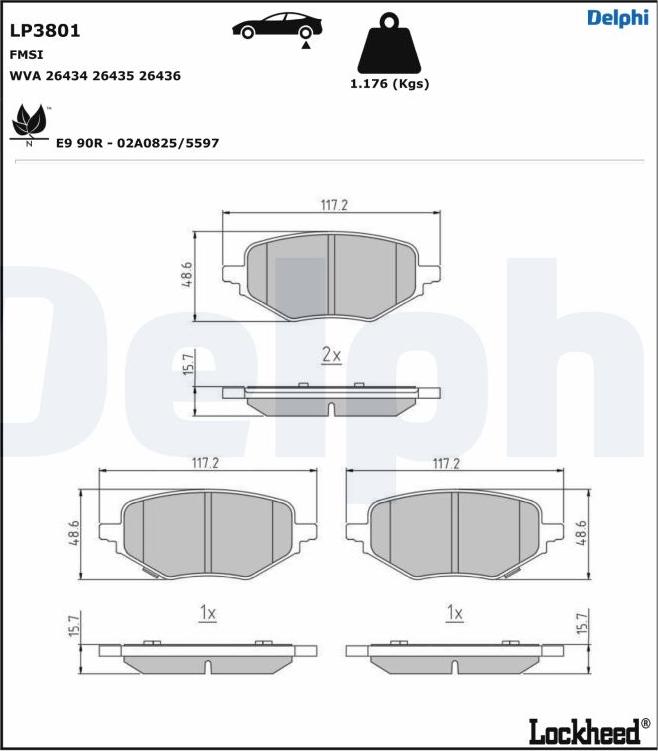 Delphi LP3801 - Гальмівні колодки, дискові гальма autozip.com.ua