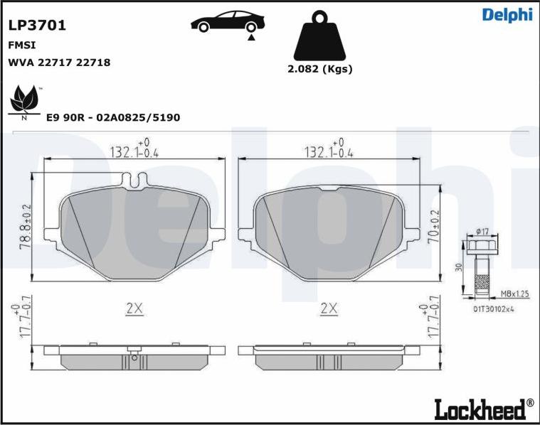 Delphi LP3701 - Гальмівні колодки, дискові гальма autozip.com.ua