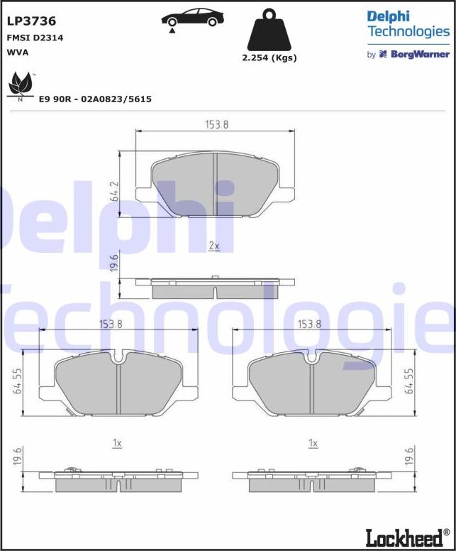 Delphi LP3736 - Гальмівні колодки, дискові гальма autozip.com.ua