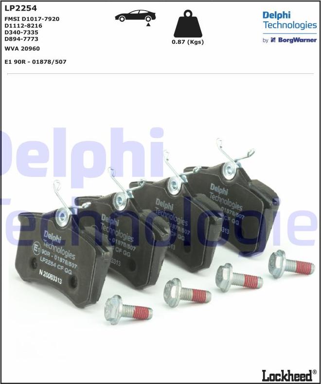 Delphi LP2254 - Гальмівні колодки, дискові гальма autozip.com.ua