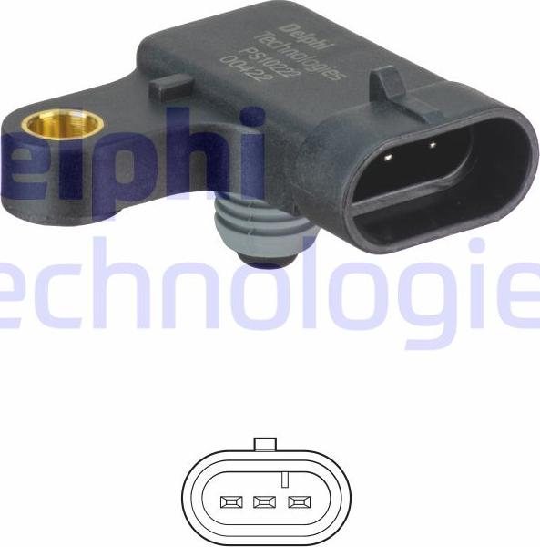 Delphi PS10222 - Датчик, тиск у впускний трубі autozip.com.ua