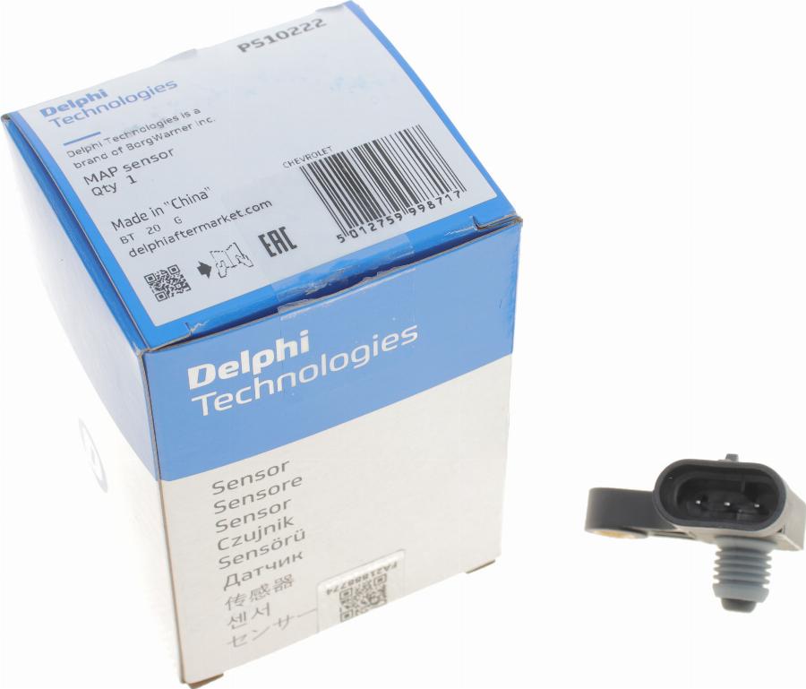 Delphi PS10222 - Датчик, тиск у впускний трубі autozip.com.ua